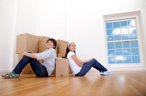 Packed boxes and furniture prepared for a local removal service