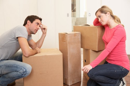 Boxes and household items prepared for charity donation
